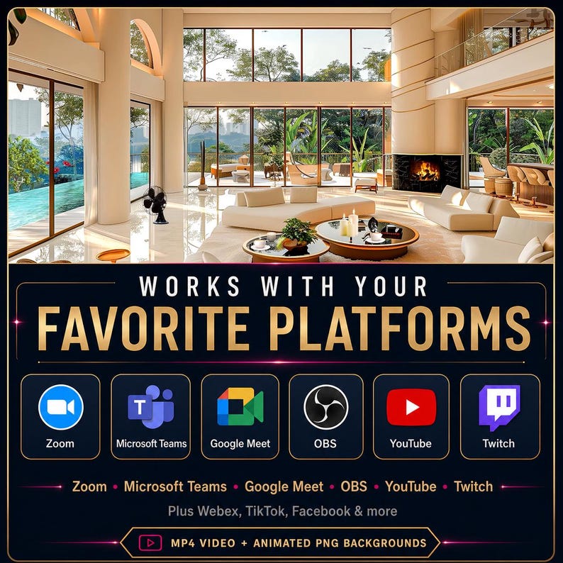 Luxe geanimeerde video-achtergronden voor interieurs, 9 stuks 1080p MP4 + PNG — Elegant Escapes afbeelding 2