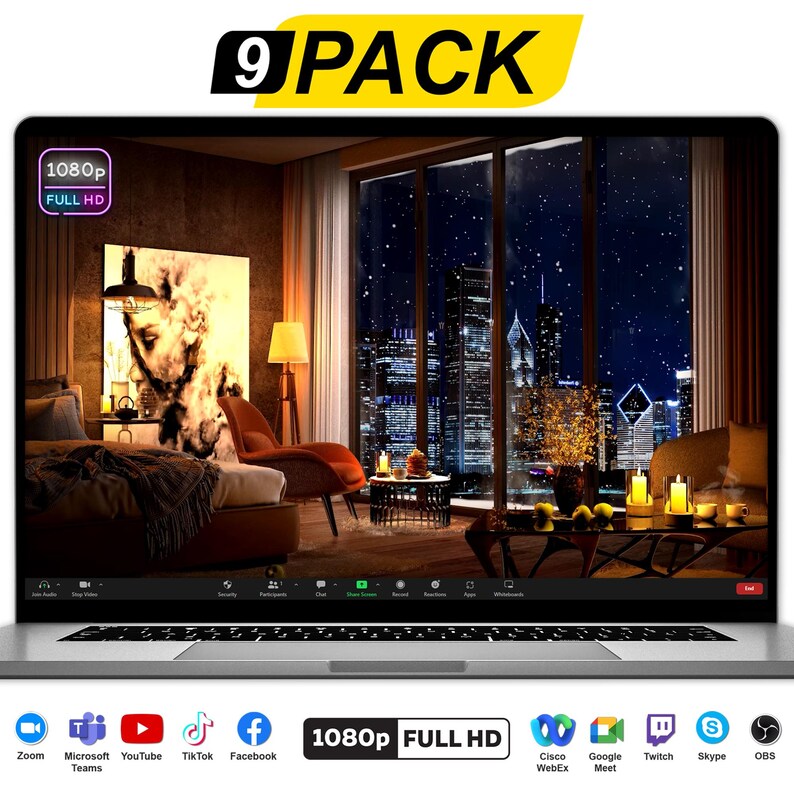 Computer/video Backdrop Urban Skyline Dreams | Video Backgrounds | Video Backdrop | Teams ...