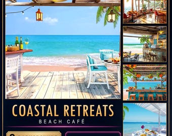 Arrière-plans vidéo animés de café de plage, pack de 9 fichiers 1080p MP4 + PNG — Retraites côtières