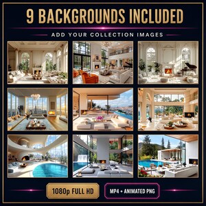 Luxe geanimeerde video-achtergronden voor interieurs, 9 stuks 1080p MP4 + PNG — Elegant Escapes afbeelding 3
