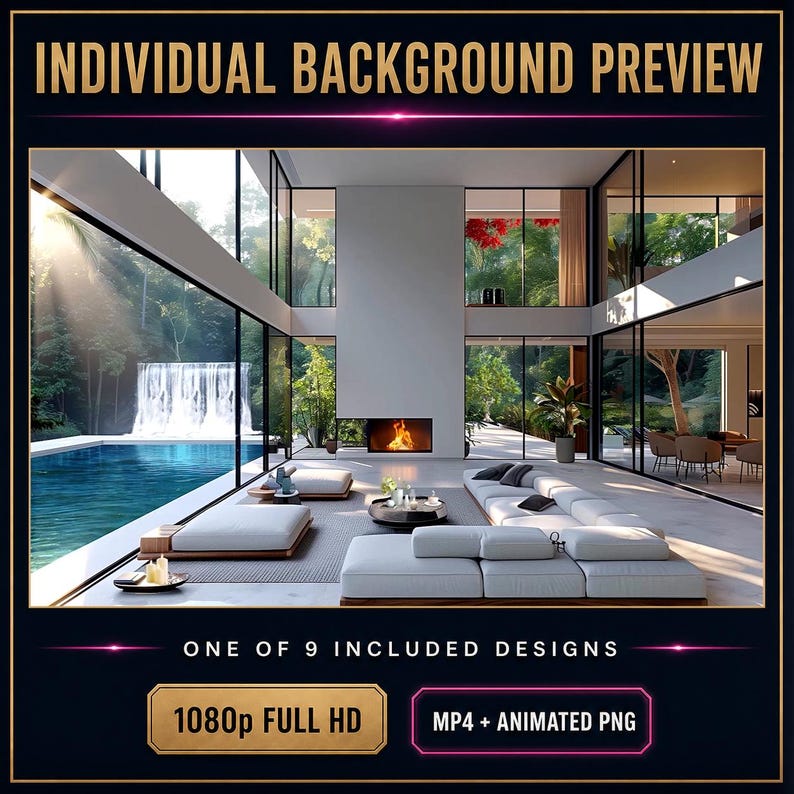 Luxe geanimeerde video-achtergronden voor interieurs, 9 stuks 1080p MP4 + PNG — Elegant Escapes afbeelding 11