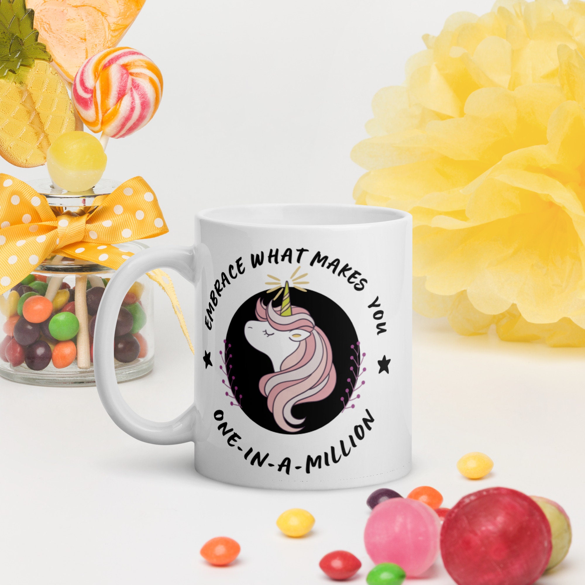 Mug Licorne- Embrace What Make You One in A Million- Pour Les Fan Des Licornes - Energie Positives- 