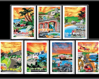 Super Seven Isle of Wight Retro A3 prints