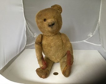 Vintage 1920s Very Well Loved Mohair Teddy Bear, Jack.