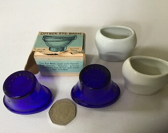 Four Vintage, Victorian Glass and Ceramic  Eye Wash Baths.