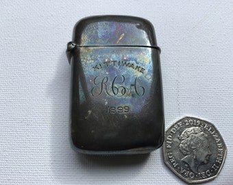 Antique Rare Hallmarked 1890s Mappin Brothers Silver Vesta.Inscribed Kittiwake.