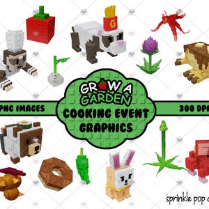 Grow a Garden Cooking Event Graphics Bundle | 14 PNG Images | 300 DPI Instant Download | DIY party decor
