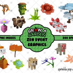 Grow a Garden Zen Event Graphics Bundle | 36 PNG Images | 300 DPI Instant Download | DIY party decor