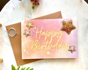 Happy Birthday | Stars Birthday Card | Blank Card