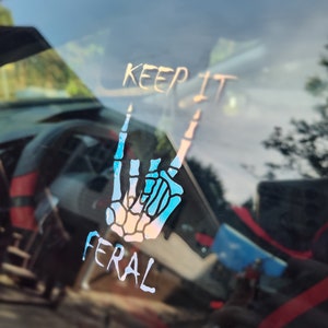 Keep It Feral Decal - Waterproof Decal - Customize Your Color! Spooky decal goth decal spooky girl alternative alt decal skull Halloween