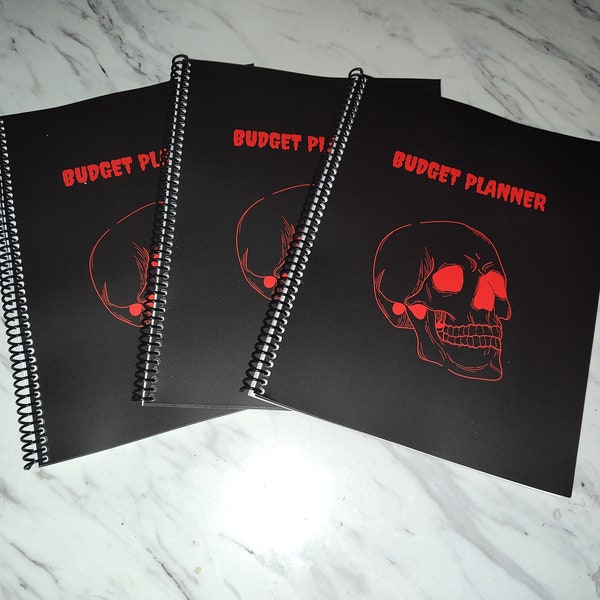 Gothic Budget Planner - Financial Planner goth alternative budgeting finances finance bat skull dagger coffin spiderweb brain icons