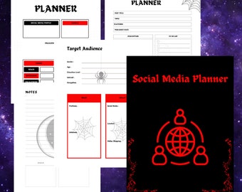 DIGITAL Goth Social Media Planner - Dark Aesthetic Content Creator Organizer, Tracker for Creators, Weekly Content Guide