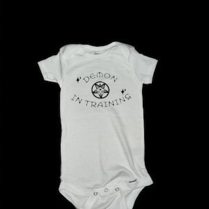Demon In Training Onesie - Gothic baby clothes goth baby onesies alt baby clothes dark horror Halloween Occult witch wicca wiccan baphomet