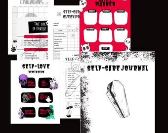 DIGITAL Gothic Self Care Journal - Dark Aesthetic Wellness & Reflection Planner, Wellness Tracker, Workbook, Journal