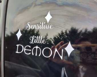 Sensitive Little Demon Decal - Vinyl Car - Waterproof Sticker for Windows, Bumpers Laptops - Durable Weatherproof Goth Car Accessories