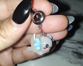 Par de dilatadores con forma de ajolote con cierre de rosca - Dilatador de túnel con cierre de rosca que brilla en la oscuridad. Tapones adorables y originales.