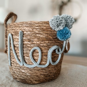 Cesto personalizzato| Cesto portaoggetti con nome decorazione per cameretta bambini | Cesto di alghe marine per bambini| contenitore per giocattoli