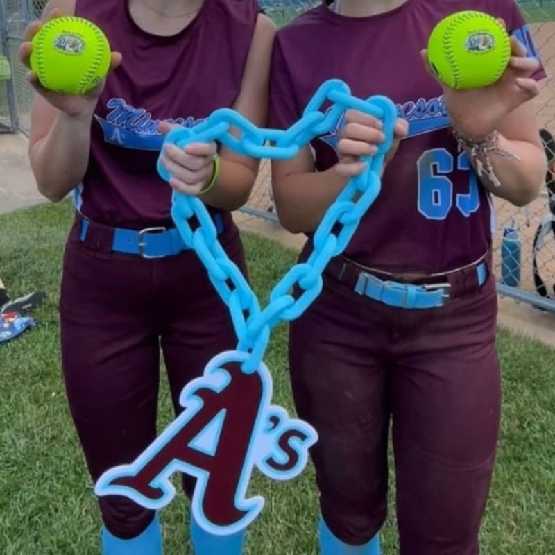 Custom Fan Chain Giant Logo Necklace, Sports Homerun Turnover Jumbo Oversized Chunky Swag Rally MVP POTG Award Baseball Football