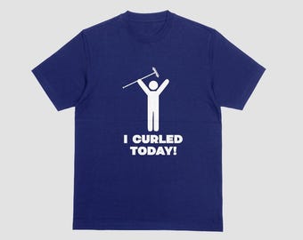 I CURLED TODAY Curling Shirt - Very Soft Navy Short Sleeve Unisex - Olympics Winter Sports Gift Funny Curling Shirt - Curling Culture Shirts