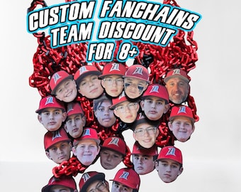 8+ Minimum Bulk Order/Fundraiser 6" Custom Fan Chain Bulk Team Discount Logos Giant Logo Necklace Sports Homerun Turnover Made In USA