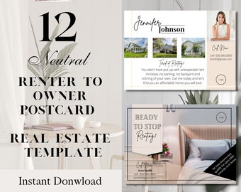 12 Tired Of Renting Postcard | Real Estate Farming | Real Estate Marketing | Real Estate Rental | Real Estate Farming Postcard | Canva