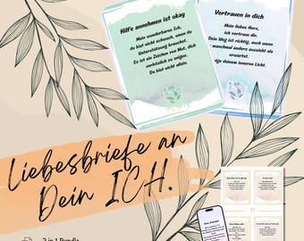 30 Liebesbriefe an mich + 6 Blanko – Selbstliebe Affirmationen als PDF & PNG | Achtsamkeit Selbstannahme auf Deutsch