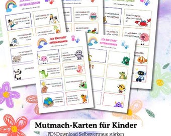 Biglietti di incoraggiamento per bambini "Sono forte" | 40 biglietti di affermazione da stampare | Detti positivi, messaggi per il cestino del pranzo | Download PDF