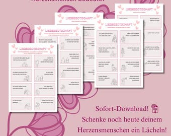 Daily love message to your soulmate - cards to give away | Heartfelt person, gift, lunchbox notes, 40 cards to print