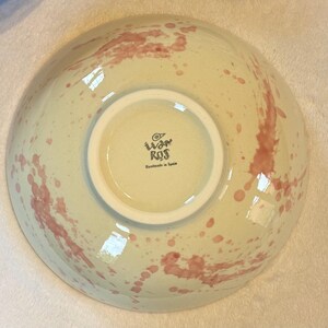 Large Spanish pink and white splatter salad bowl Fruit bowl, large handpainted serving bowl image 8
