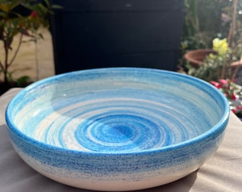 Blue ceramic bowl - Spanish pottery fruit bowl, serving bowl, salad bowl, snack bowl