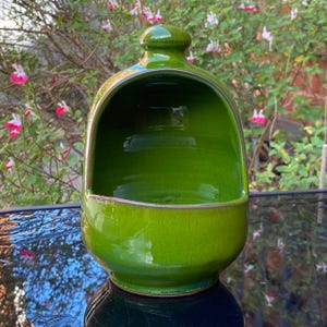 Spanish pottery green salt pig - salt cellar