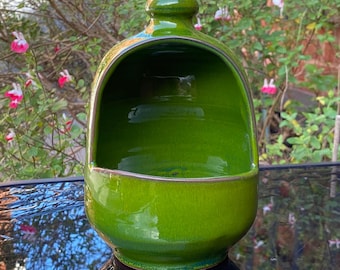 Spanish pottery green salt pig - salt cellar