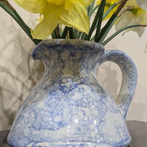 Handmade Spanish Pottery Jug: Blue and White Vase