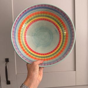 Large Hand-Painted Spanish Serving Bowl: Colorful Kitchen Decor fruit bowl, bread bowl, large snack bowl, salad bowl, ideal gift