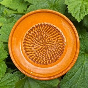 Spanish pottery garlic rasp, ginger grater, chocolate grater, nutmeg grater - orange ceramic plate