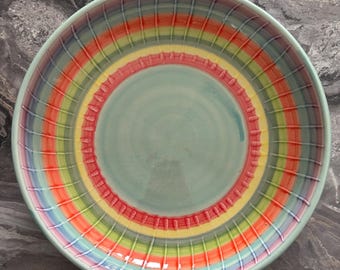 Spanish pottery handpainted serving bowl. Colourful bowl