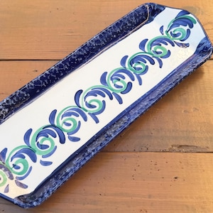 Rectangular Spanish Pottery Serving Platter – Mediterranean Tapas & Canapé Dish – Unique Housewarming Gift