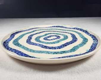 Spanish handpainted platter - large blue, white and green serving plate