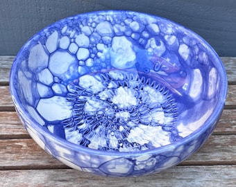 Dark Blue Handmade Spanish Ceramic Garlic Grater Bowl