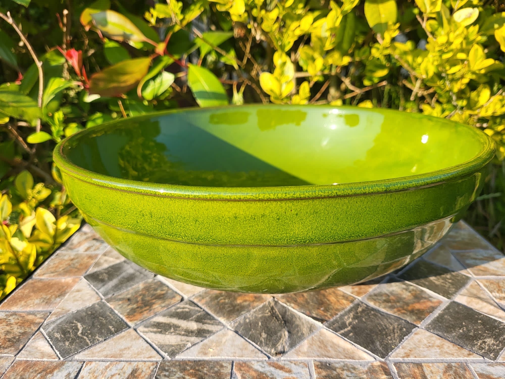Green Ceramic Bowl Spanish Pottery Large Fruit Bowl Serving Etsy