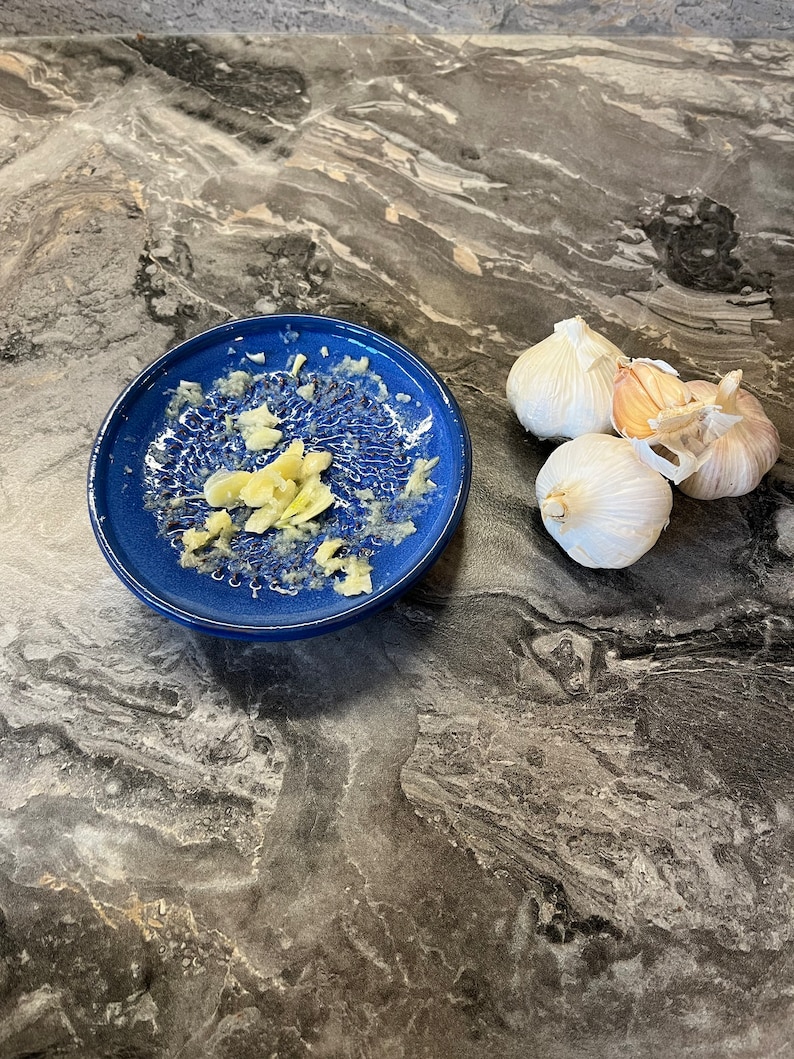 Spanish Pottery Garlic Rasp, Ginger Grater Blue Ceramic Plate - Etsy