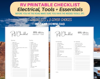 Printable RV Essentials Checklist, RV Must Have Checklist, Travel Camper Tool Checklist, Camper Printable, Travel Trailer Checklist Template