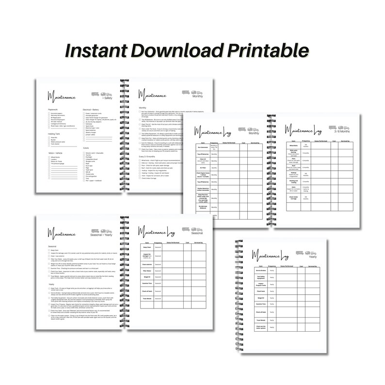 Printable RV Maintenance Checklist RV Maintenance Log RV Etsy