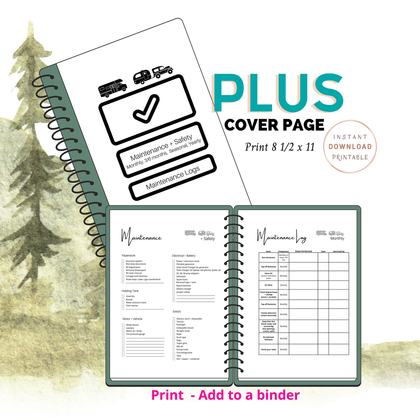 Printable RV Maintenance Checklist RV Maintenance Log RV Etsy