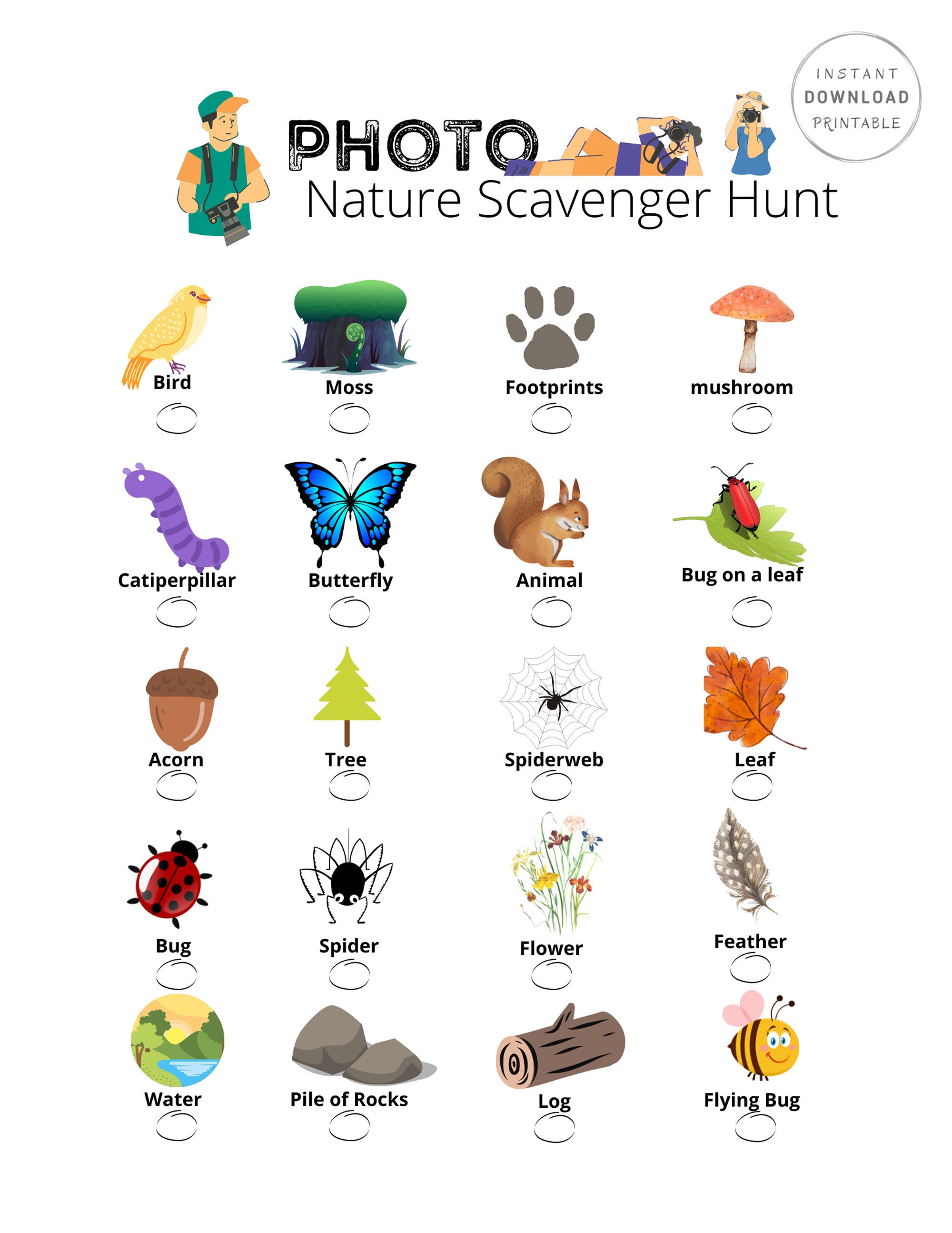 Printable Games for Kids, Photo Scavenger Hunt, Camp Printables ...