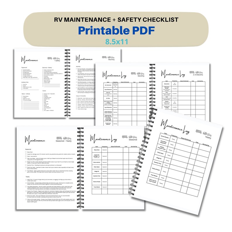 Printable RV Maintenance Checklist RV Maintenance Log RV Etsy