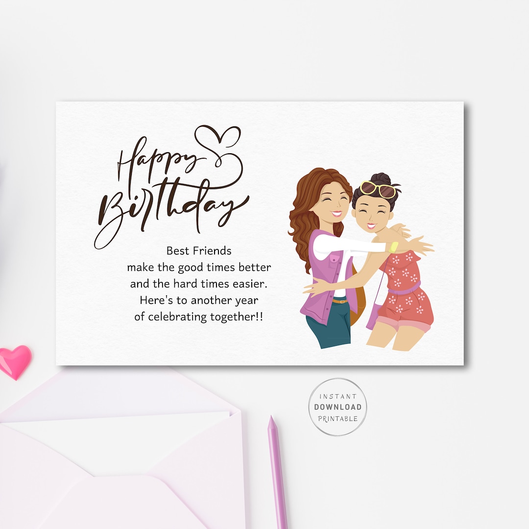 Best Friends Birthday, PDF Printable BFF Card, 5x7 Birthday Card ...