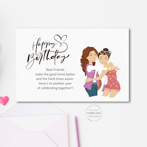 Beste vrienden verjaardag, PDF afdrukbare BFF-kaart, 5x7 verjaardagskaart, afdrukbare speciale vriendkaart, gelukkige verjaardag vriend, Instant Download