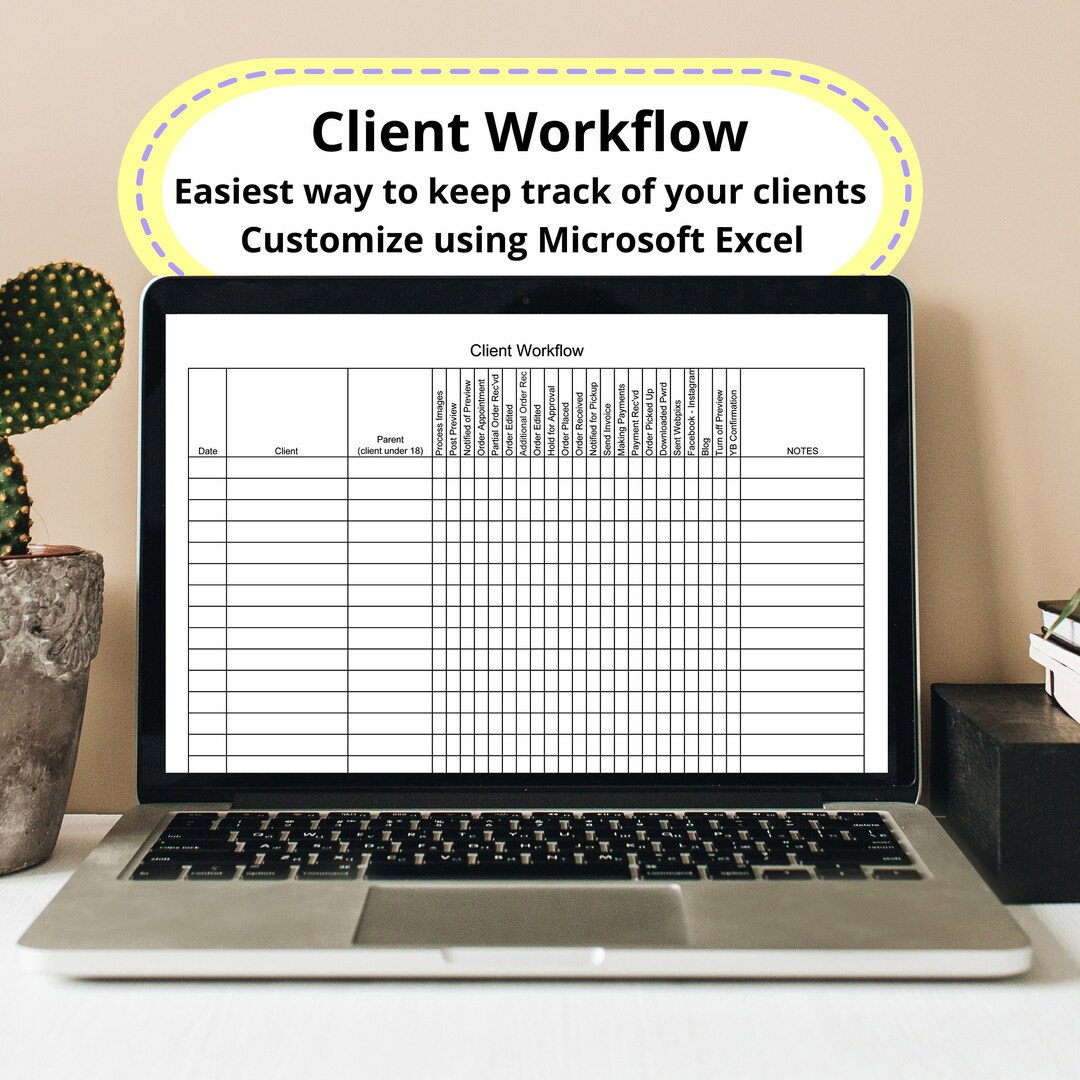 Minimalistic Workflow Template Excel Workflow Chart Etsy