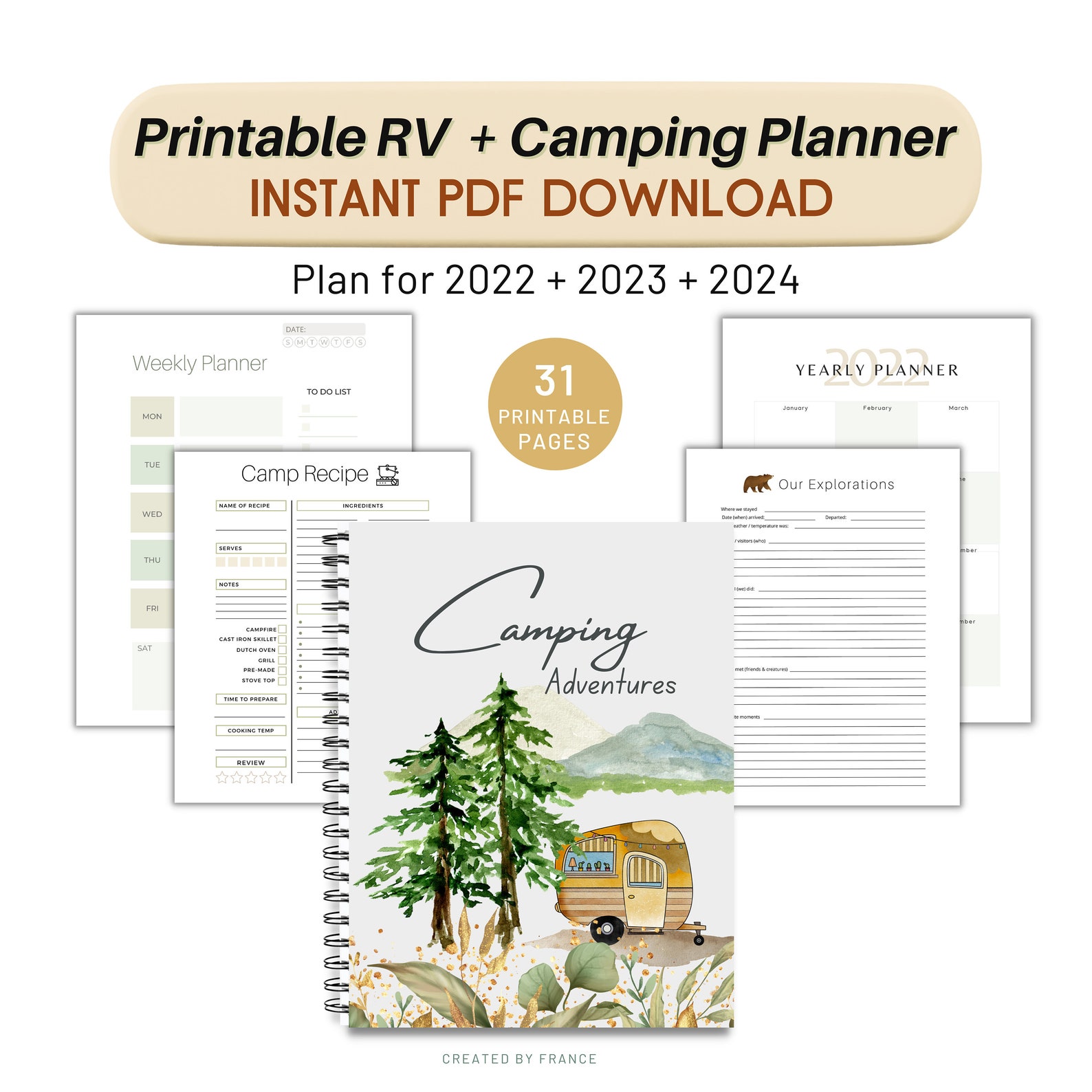 Printable RV Camping Planner Printable Adventure Journal PDF Etsy Canada